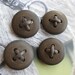Large Round Dark Brown Cross Thread Plastic Buttons Set - 4's LAST SET