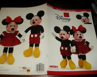 Disney Crochet Pattern Leaflet Mickey and Minnie Dolls Leisure Arts 3293 Crochet Pattern Leaflet Rare and HTF