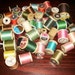 Mixed Lot of 50 Wood Wooden Spools some with Thread