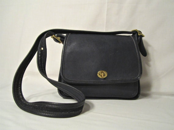 Coach Handbag Navy Blue Leather Bag. Classic by PiccadillyHill