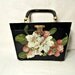 1970s Box Purse Peonies decoupage Wooden Purse.