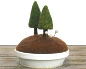 Evergreen Pin Cushion - Woodland Fir Tree Rustic Home Decor Pincushion Nature Scene Made to Order