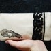 Danger Series No. 3 - Black and Ivory Fox Skull Cotton zipper pouch w/ lace