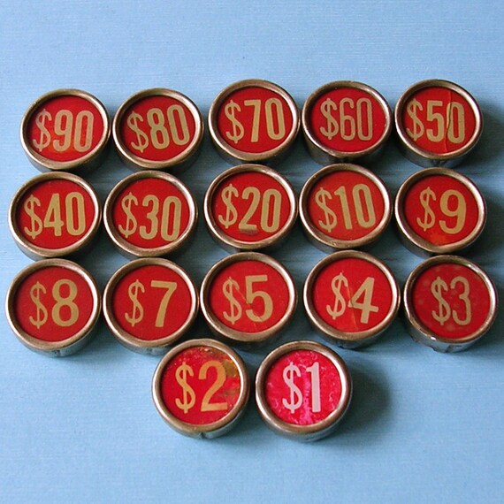 Vintage Antique Cash Register Key Keys Numbered Cash Register