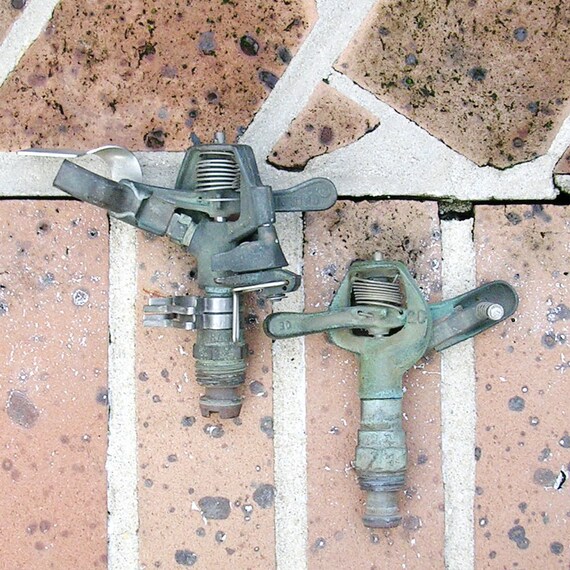 2 Vintage Rain Bird Sprinkler Sprinklers Metal Rain Bird
