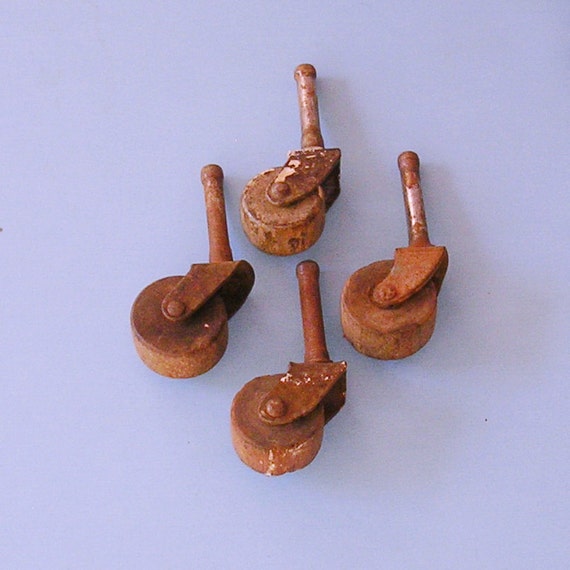 Antique Vintage Casters Wood Wooden Caster Casters Industrial