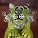 Lime Green Cat Sculpture, Linden the Green Kitty with Black Toes