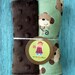 Green monkey and brown dot minky, reversible seat belt strap covers