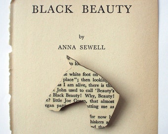 Black Beauty - Horse brooch. Classic book brooches made with original pages.