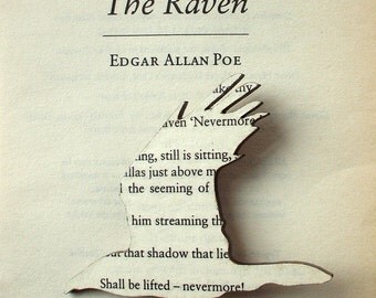 Poe - The Raven brooch. Classic book brooches made with original pages.