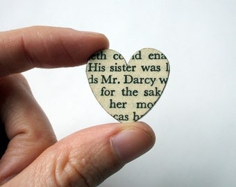 Pride and Prejudice - Heart brooch. Classic book brooches made with original pages.