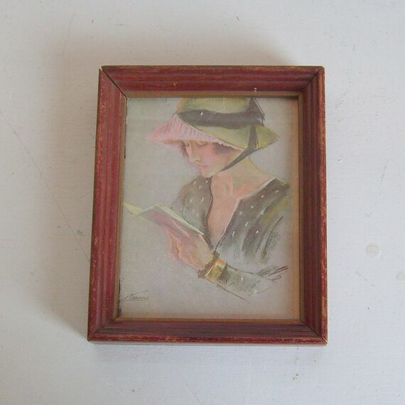 Vintage 1920s lady framed print by trendybindi on Etsy