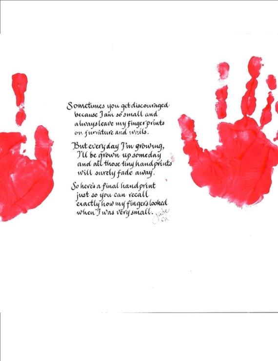 Items similar to YOUR Child's Handprint on Handprint Poem Perfect