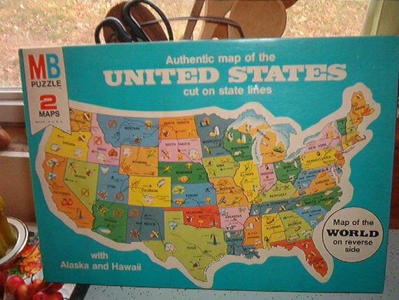 1975 Sealed Milton Bradley Authentic Map Of The United 1381