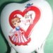 Vintage Lefton China Feb 14 VALENTINES DAY Porcelain Heart VASE on Legs Little Girl Blue Birds on Front