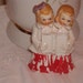 Vintage Porcelain 2 Little Choir Girls Singing holding a book Christmas Figurine Marked Japan