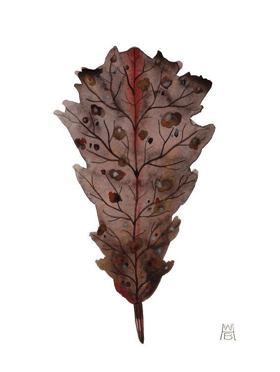 Scrub Oak leaf original watercolor painting