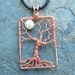 Tree Pendant Moon Necklace Copper Wire Wrap Tree White Pearl Moon organic woodland Spring Fashion Jewelry