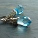 Blue Crystal Drop Earrings Silver Wire Wrap Dangle Earring Light Sapphire birthstone jewelry spring fashion