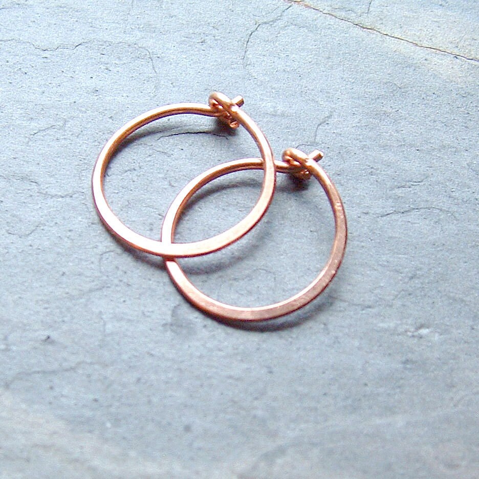 Small Copper Hoops Hammered Copper Hoops minimalist jewelry