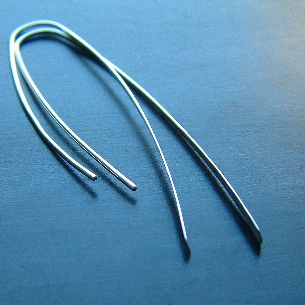 Silver Hoop Earrings Extra Long Sterling Silver Earrings