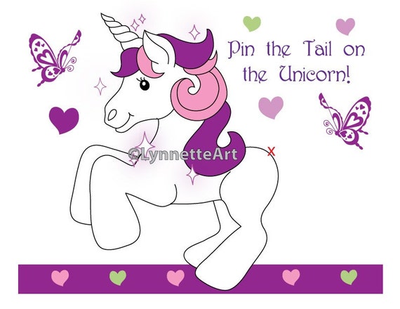 items similar to pin the tail on the unicorn party game pdf file on etsy