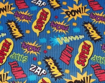 Super Hero Action Words Fabric By The Yard