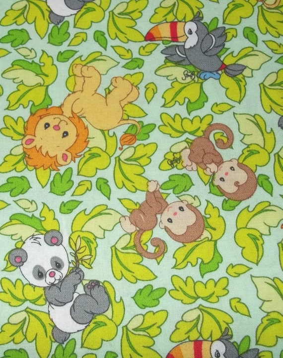 Items similar to Precious Moments Baby Jungle Animals Fabric By The ...