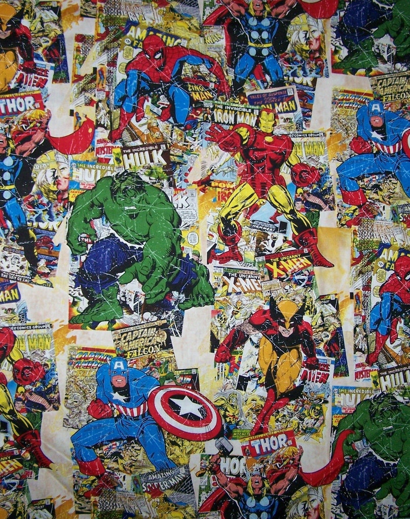 Marvel Comic Large Print Fabric Fabric By The Yard