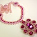 Rivoli Beadwoven Pink Flower Unique Jewelry Night Rose