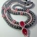Rivoli Necklace Pink Fuchsia Beadwoven Beaded Beadweaving Unique Three Strands Jewelry La Belle Paris