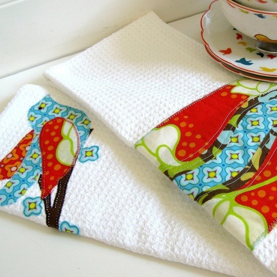 Resting Bird Kitchen Towels by themudpuddle on Etsy