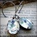 Clear Crystal oval vintage glass jewel earrings, oxidized sterling silver, wedding earrings, bridal jewelry, simple, modern glam, classic