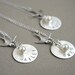 THREE bridesmaid necklaces, sterling personalized birthstone and bird