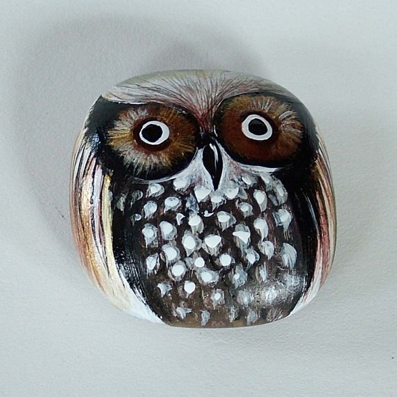 Round Owl Painted Rock Critter