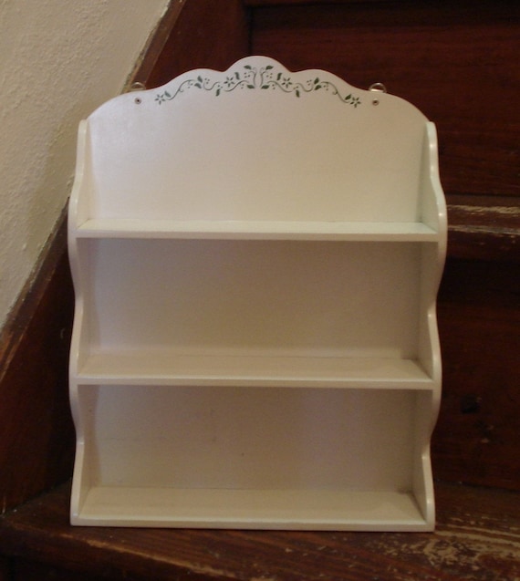 Vintage White Wood Knick Knack Wall Shelf