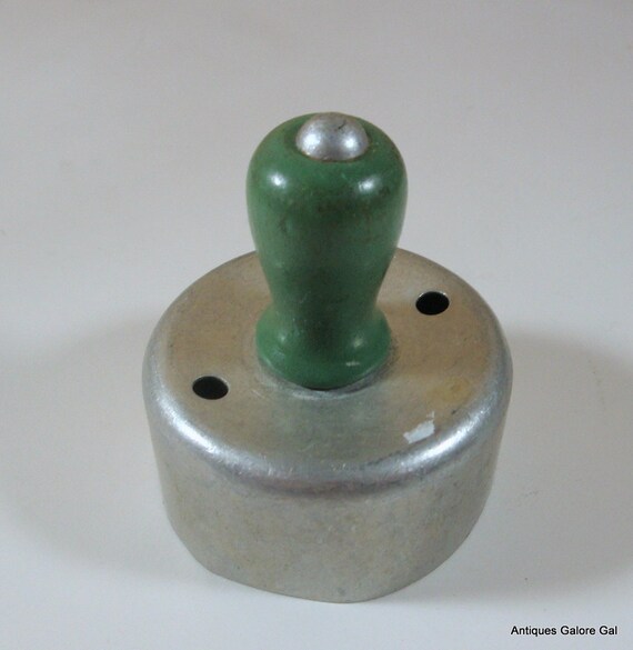 Vintage Biscuit Cutter Cookie Cutter Green Wood Handle