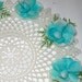 Retro Plastic Lace Doily Blue Flowers No. 3