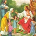 Vintage Christ Blessing The Children, Religious Picture, Jesus, Christian, Calender Ad Print, 1960's (294-10)