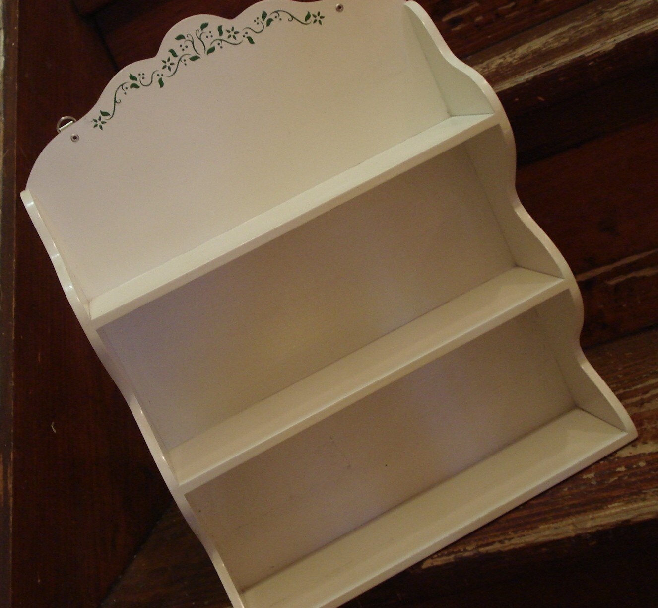 Vintage White Wood Knick Knack Wall Shelf
