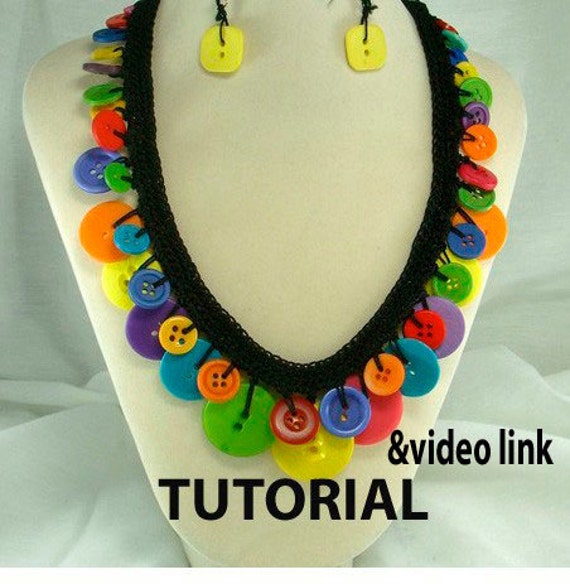 Crochet Button Necklace Tutorial And Video Link By Ljeans On Etsy