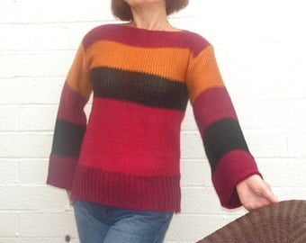 VIntage 70s Multicolor Stripe Sweater.Made by SEARS JR BAZZAR.Size M