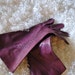 Luxurious vintage 80s dark purple ,long gloves with hand stitched embroidery.Size 6 3/4