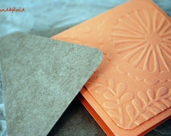Blank Mini Card Set of 6 Cantaloupe Orange w/ Kraft Envelopes, mad4plaid