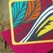 Blank Mini Card Set of 10, Tropical Brights on Sunny Yellow, Bright Pink Envelopes, Handmade Paper Goods by mad4plaid on Etsy