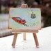 ACEO ATC Original Retro Spaceships Watercolor Illustration