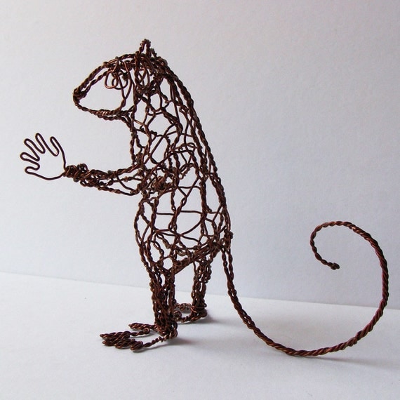 Cautious Mouse Wire Sculpture