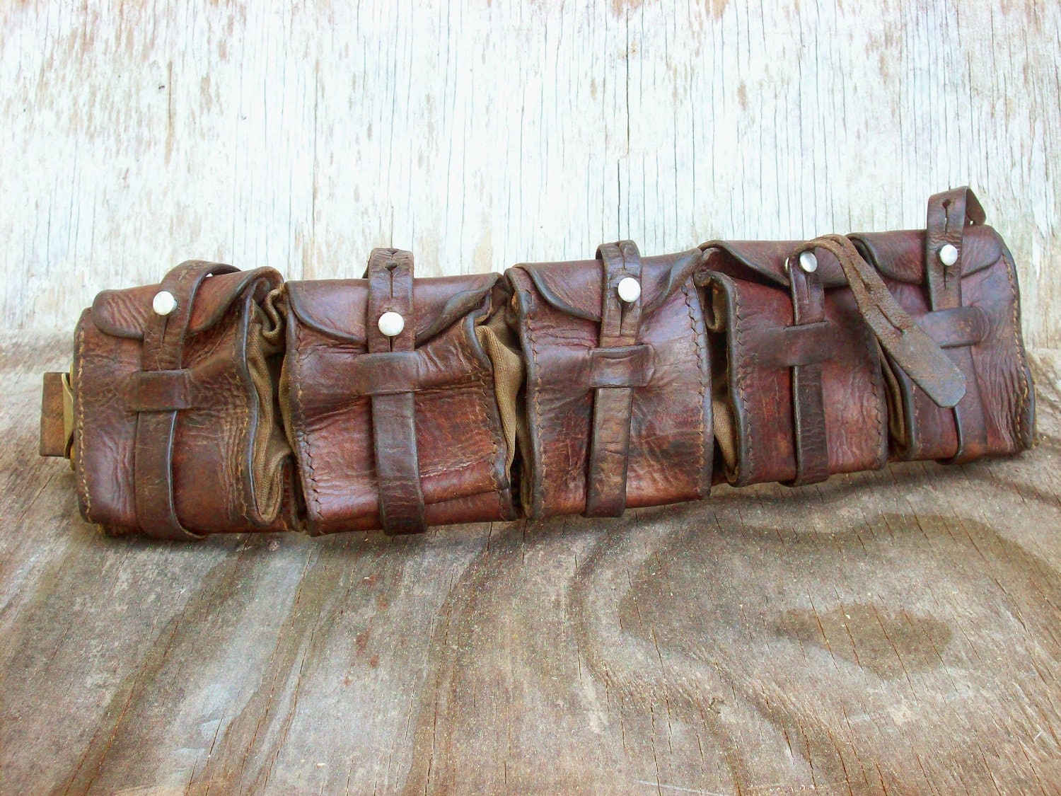 Vintage Leather Bandoleer Ammo Belt Steampunk Adventurer