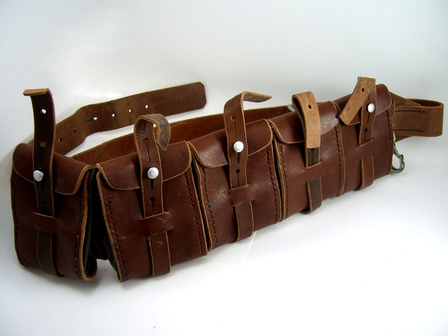 Vintage Leather Bandoleer Ammo Belt Steampunk Adventurer
