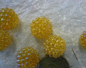 Vintage Raspberry Beads Pineapple Yellow NOS (6)
